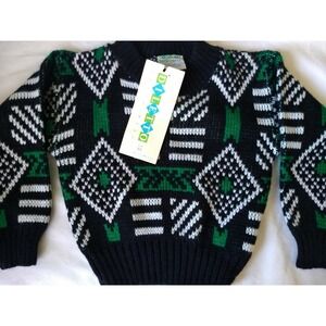 Diletto Kids Size 2T Multi Color Sweater Geometric 80s, 90s Y2K Green Black NWT